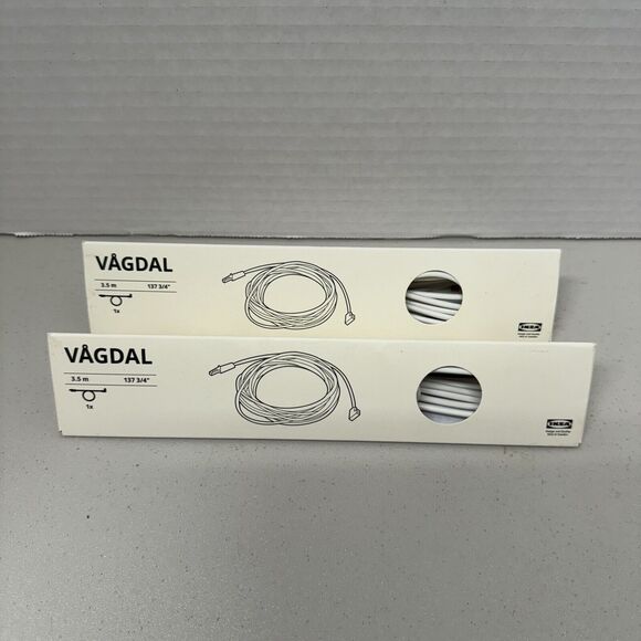 SET OF 2 - Ikea VÅGDAL VAGDAL Connection cord, white 137 3/4 " 704.636.00 - NEW - Picture 1 of 6